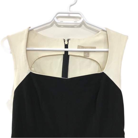 Banana Republic 4 Black Cream/ Ivory Sleeveless Stretch Sheath Dress - Picture 3 of 7